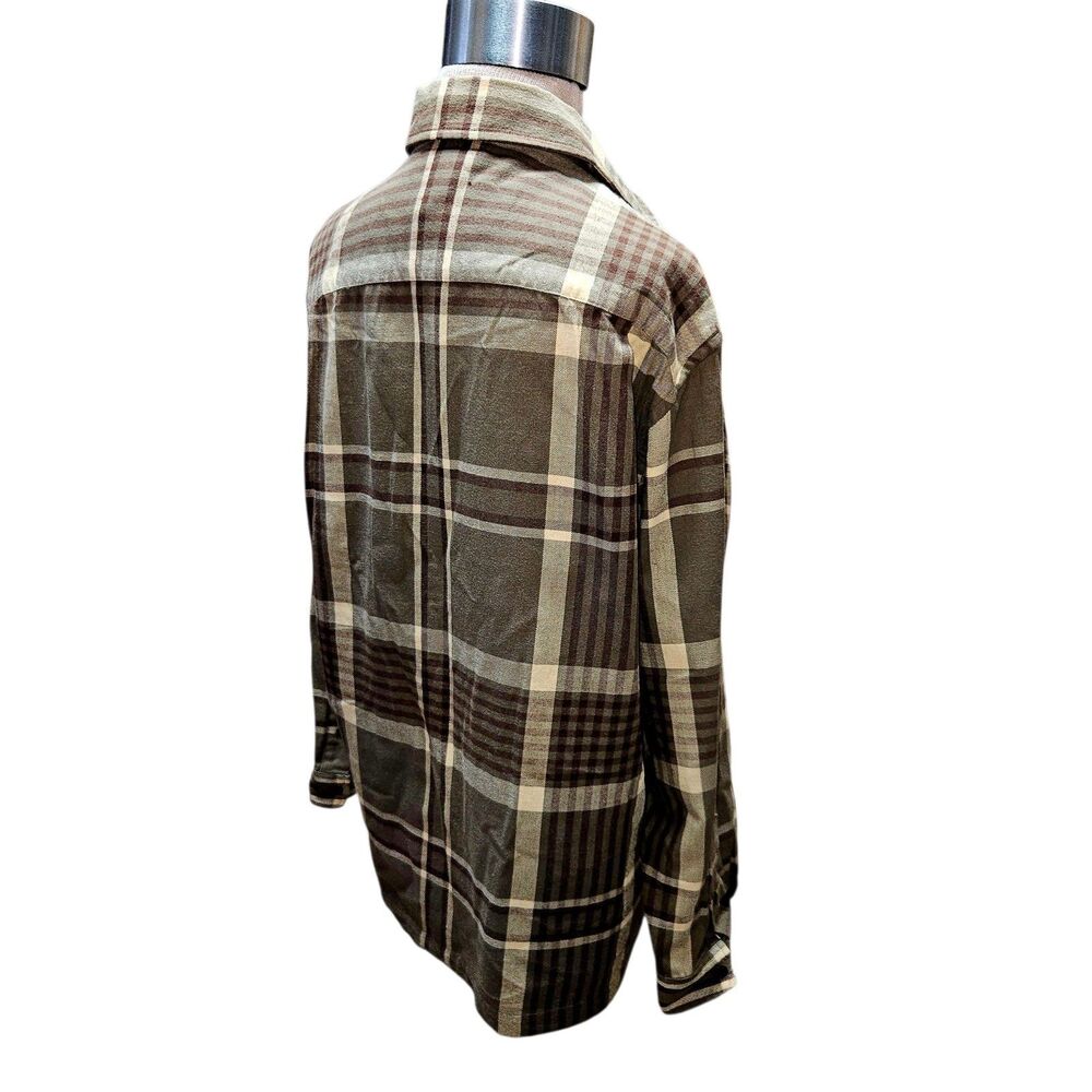 Lauren Ralph Lauren Flannel Shacket Full Zip Size M Olive Green Plaid Shirt - Picture 2 of 8